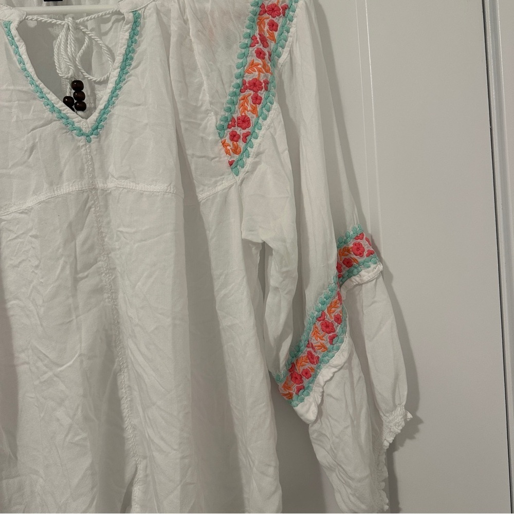 Hatley Embroidered White Long Sleeve Modal Tunic Size Small - Picture 8 of 15